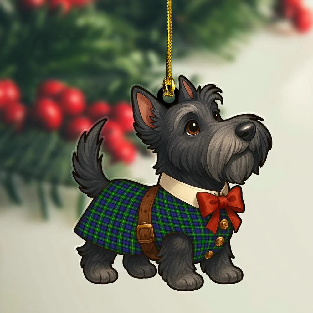 Scottish Gordon Modern Tartan Ornament Scottie Dog