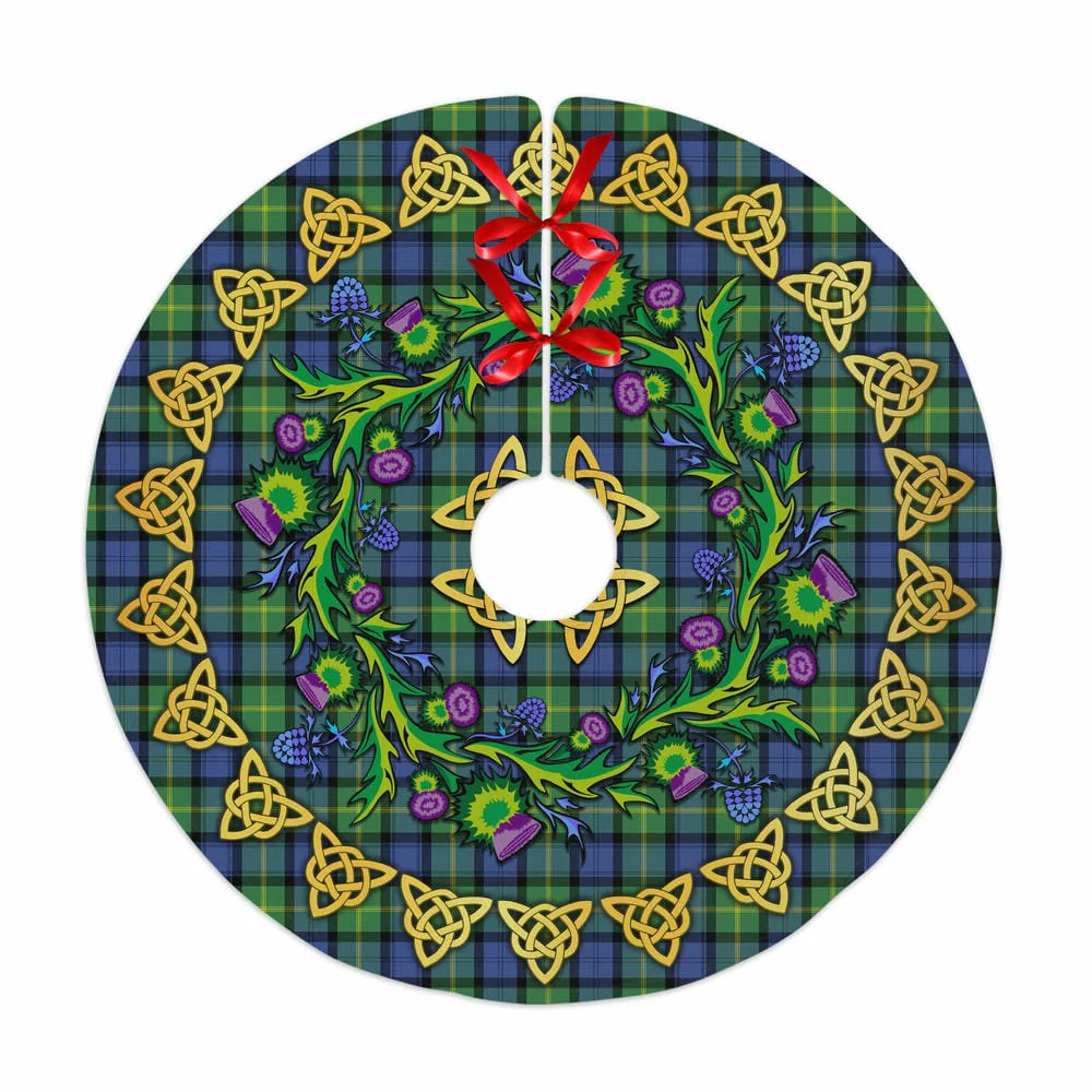Scottish Gordon Old Ancient Tartan Thistle Celtic Knot Christmas Tree Skirt