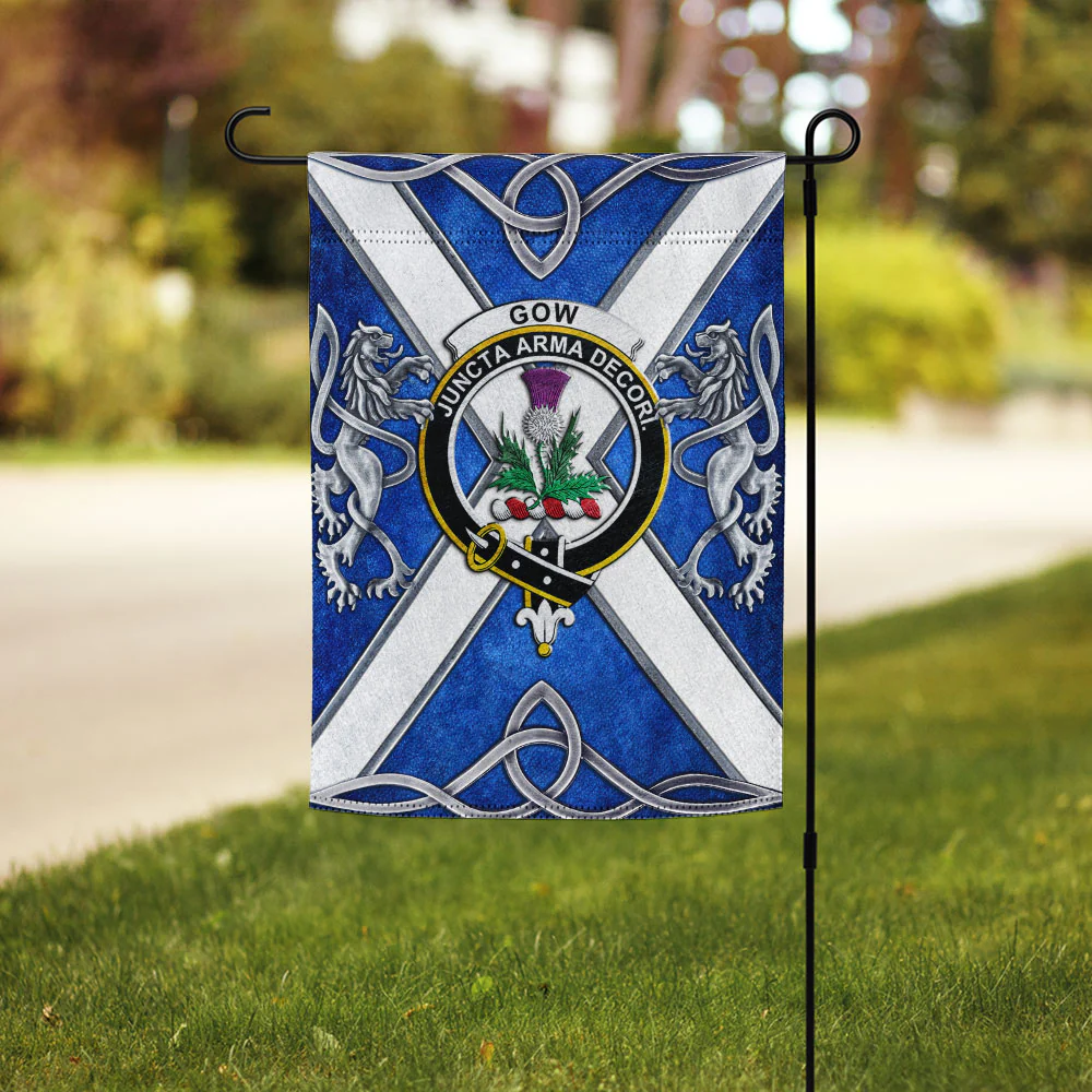 Scottish Gow Clan Badge Garden Flag Silver Rampant Lion Emblem - Image 3
