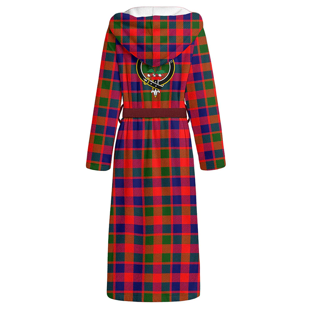 Scottish Gow Modern Clan Badge Tartan Flannel Hooded Bathrobe - Image 3