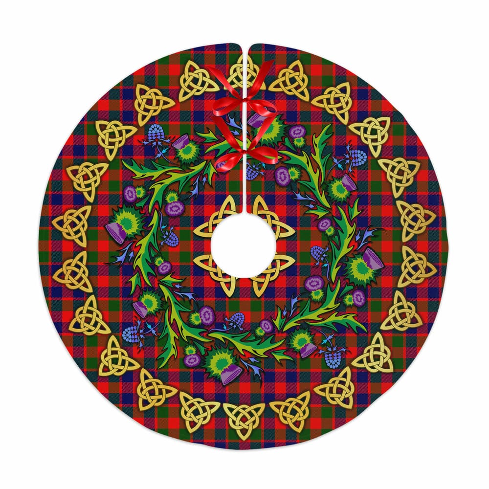 Scottish Gow Modern Tartan Thistle Celtic Knot Christmas Tree Skirt