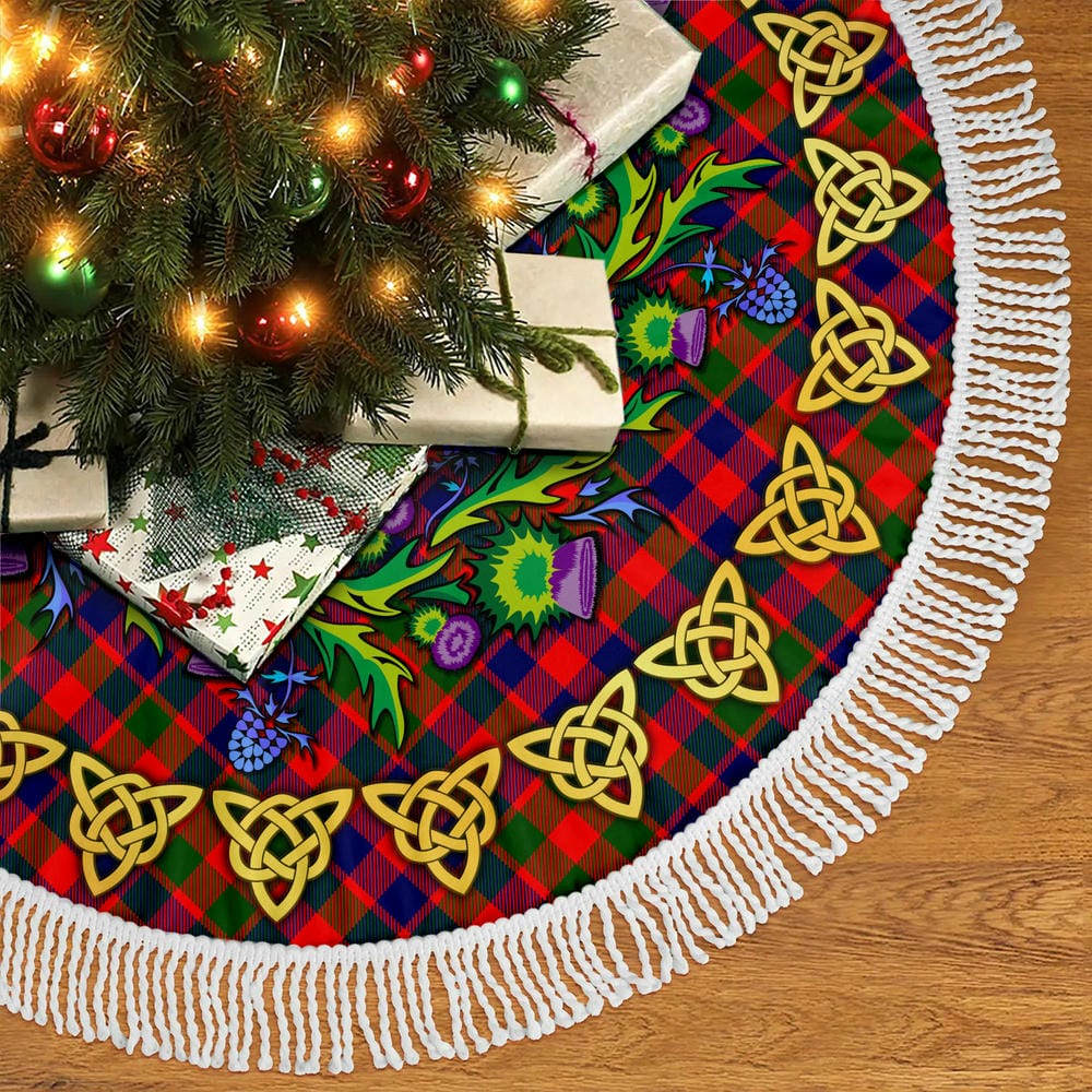 Scottish Gow Modern Tartan Thistle Celtic Knot Christmas Tree Skirt - Image 5