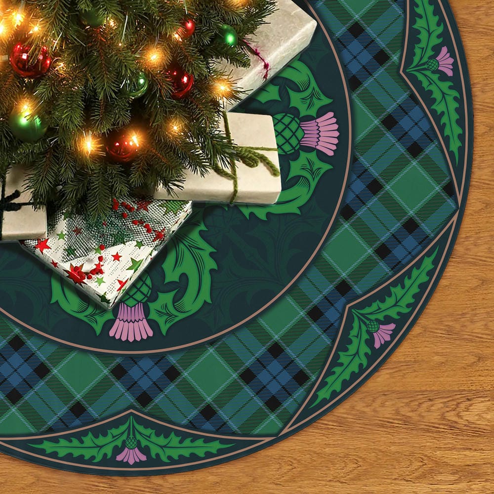 Scottish Graham of Menteith Ancient Tartan Christmas Tree Skirt Old Scottish Thistle Flower - Image 2