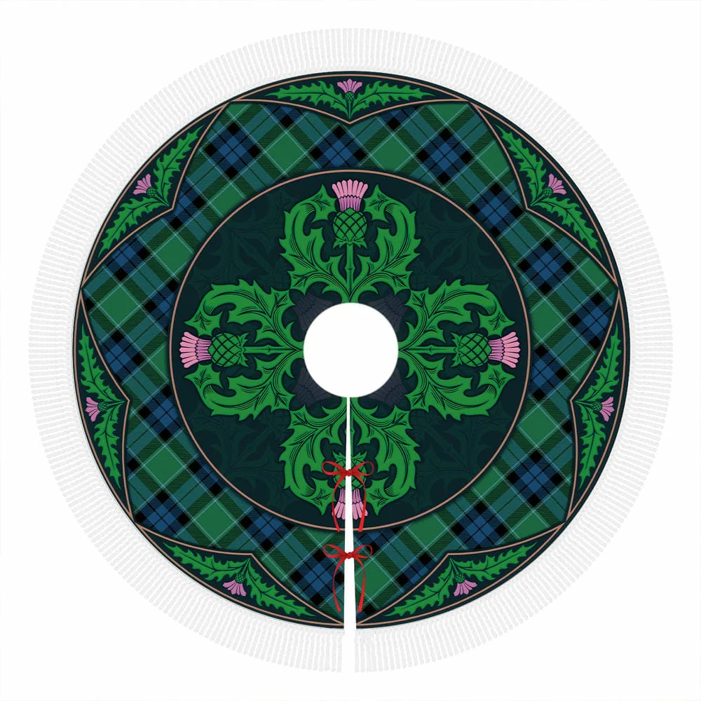 Scottish Graham of Menteith Ancient Tartan Christmas Tree Skirt Old Scottish Thistle Flower - Image 4