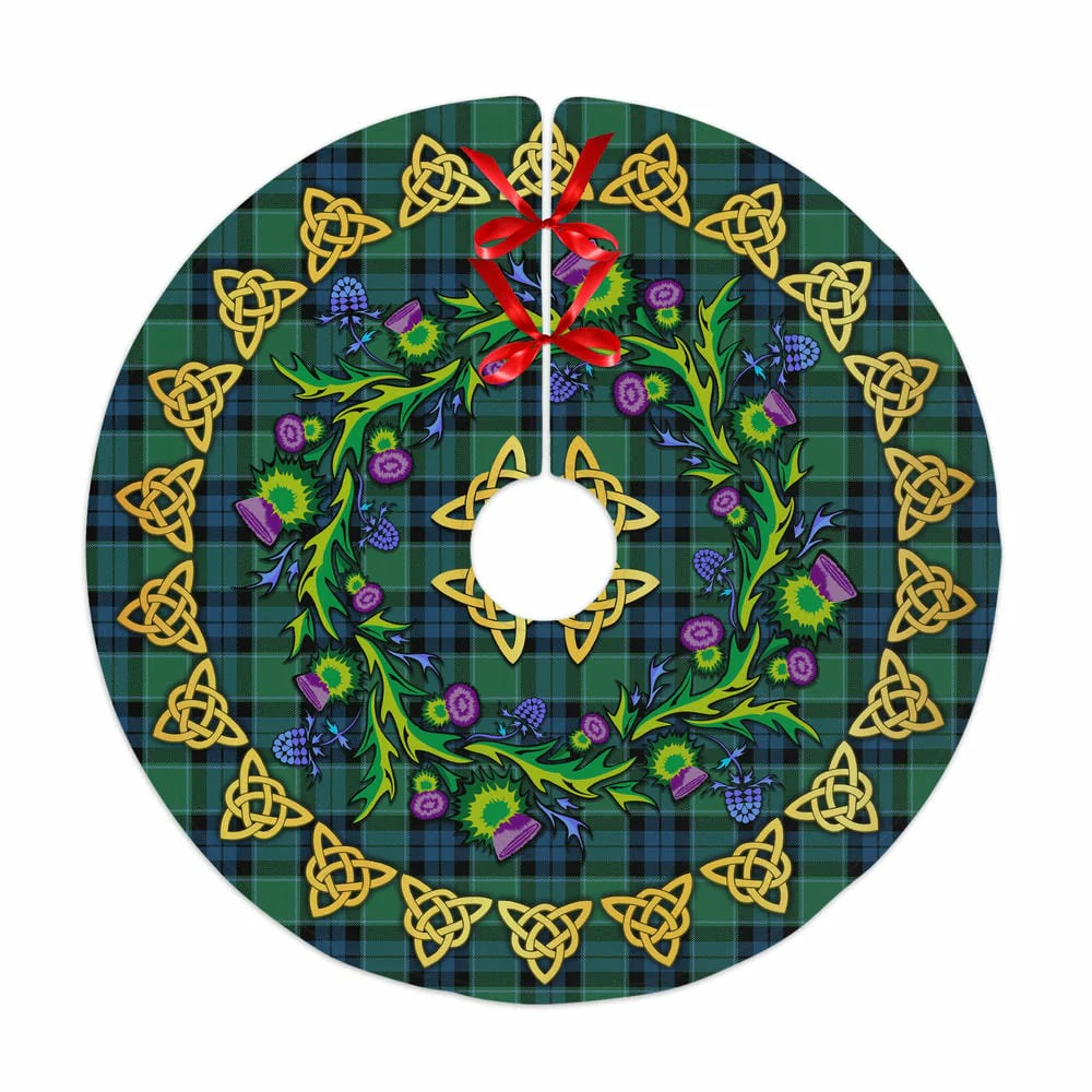 Scottish Graham of Menteith Ancient Tartan Thistle Celtic Knot Christmas Tree Skirt