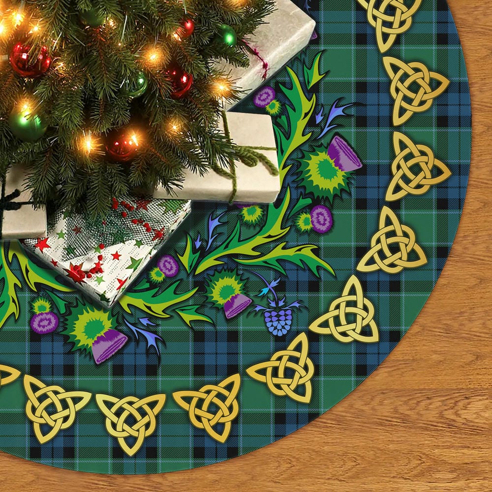 Scottish Graham of Menteith Ancient Tartan Thistle Celtic Knot Christmas Tree Skirt - Image 2