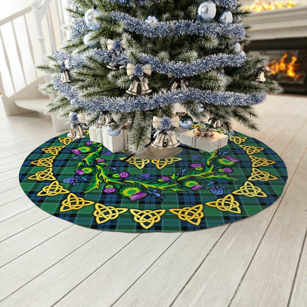 Scottish Graham of Menteith Ancient Tartan Thistle Celtic Knot Christmas Tree Skirt - Image 3