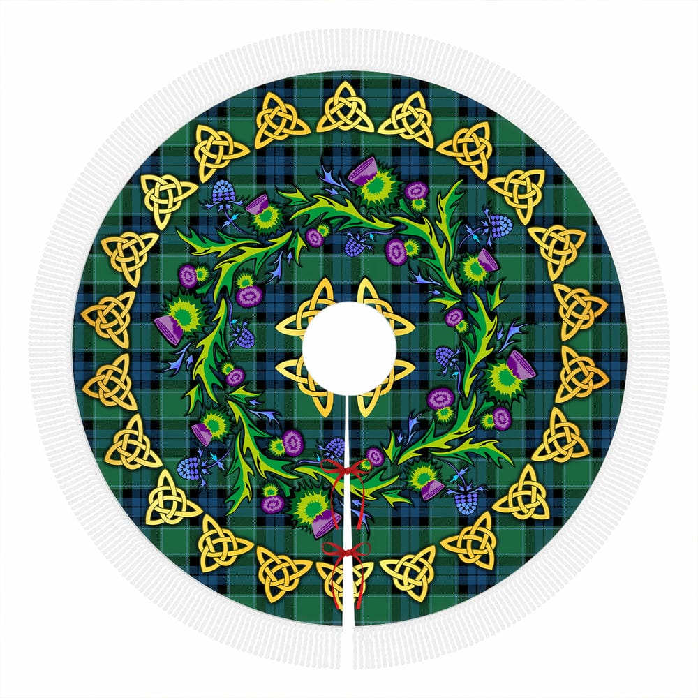 Scottish Graham of Menteith Ancient Tartan Thistle Celtic Knot Christmas Tree Skirt - Image 4