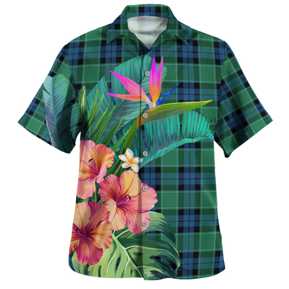 Scottish Graham of Menteith Ancient Tartan Hawaiian Shirt Bouquet Tropical Style