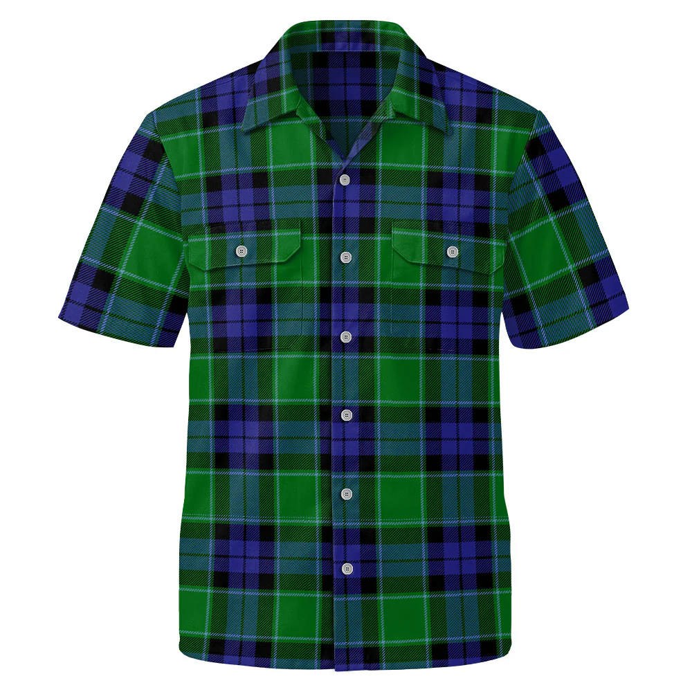 Scottish Graham of Menteith Modern Clan Badge Tartan Short Sleeve Work Shirt