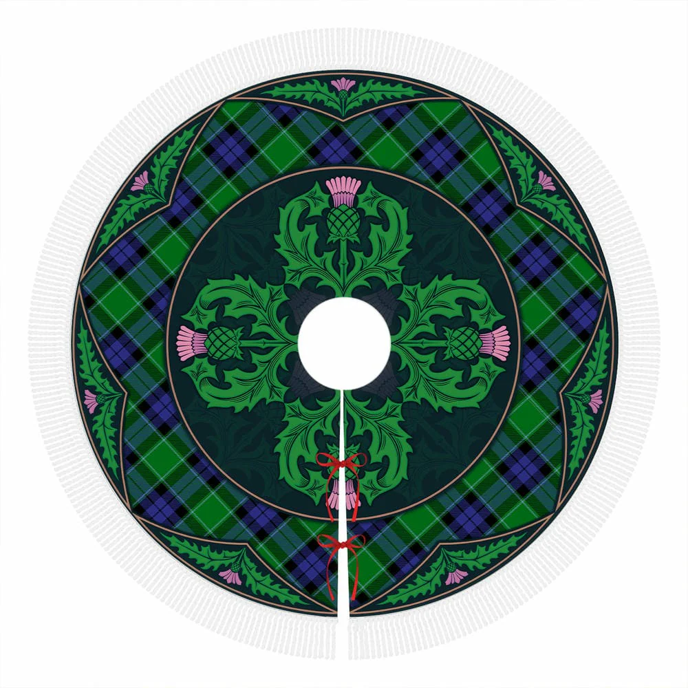 Scottish Graham of Menteith Modern Tartan Christmas Tree Skirt Old Scottish Thistle Flower - Image 4