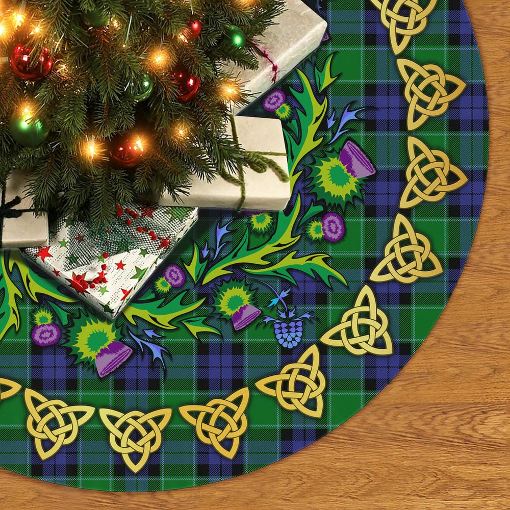 Scottish Graham of Menteith Modern Tartan Thistle Celtic Knot Christmas Tree Skirt - Image 2