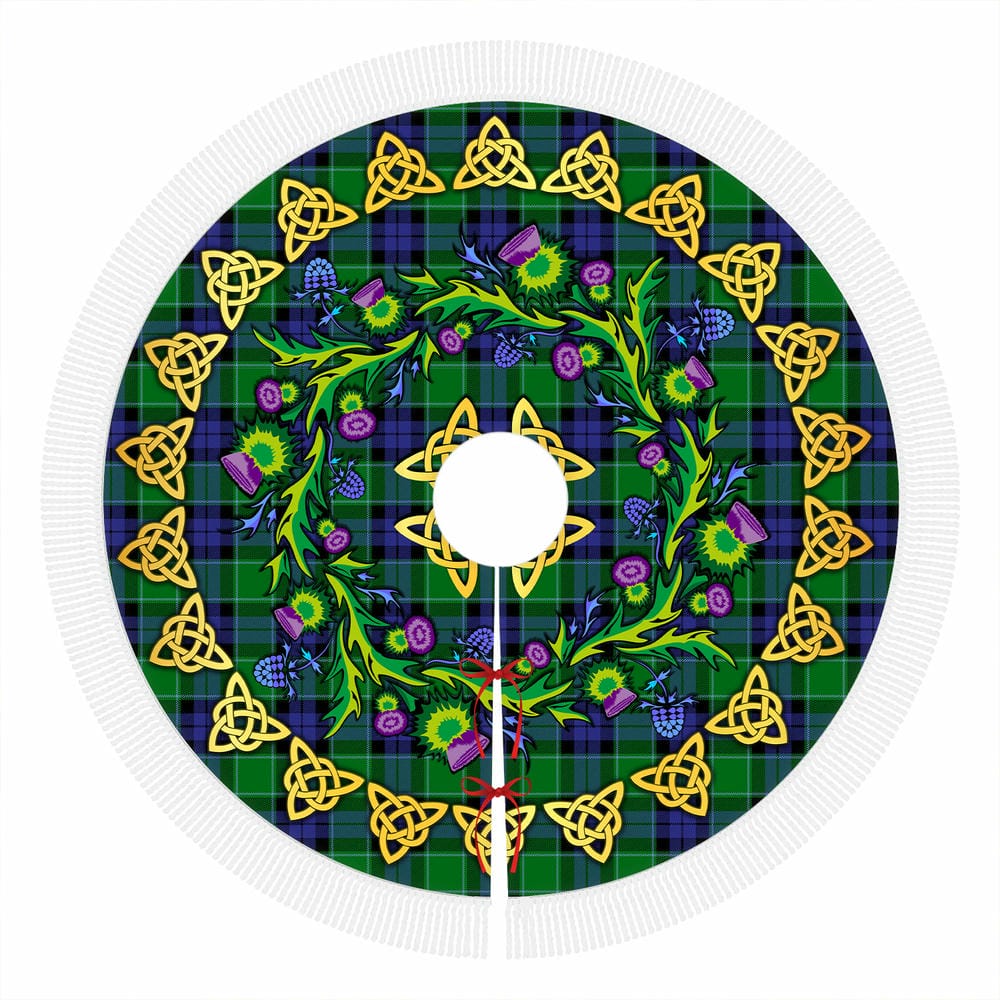 Scottish Graham of Menteith Modern Tartan Thistle Celtic Knot Christmas Tree Skirt - Image 4
