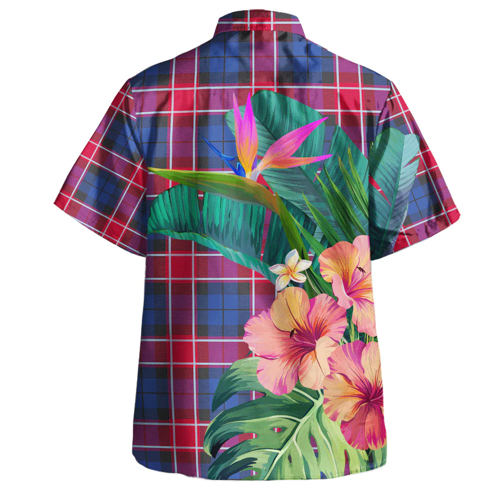 Scottish Graham of Menteith Red Clan Badge Tartan Hawaiian Shirt Bouquet Tropical Style - Image 4