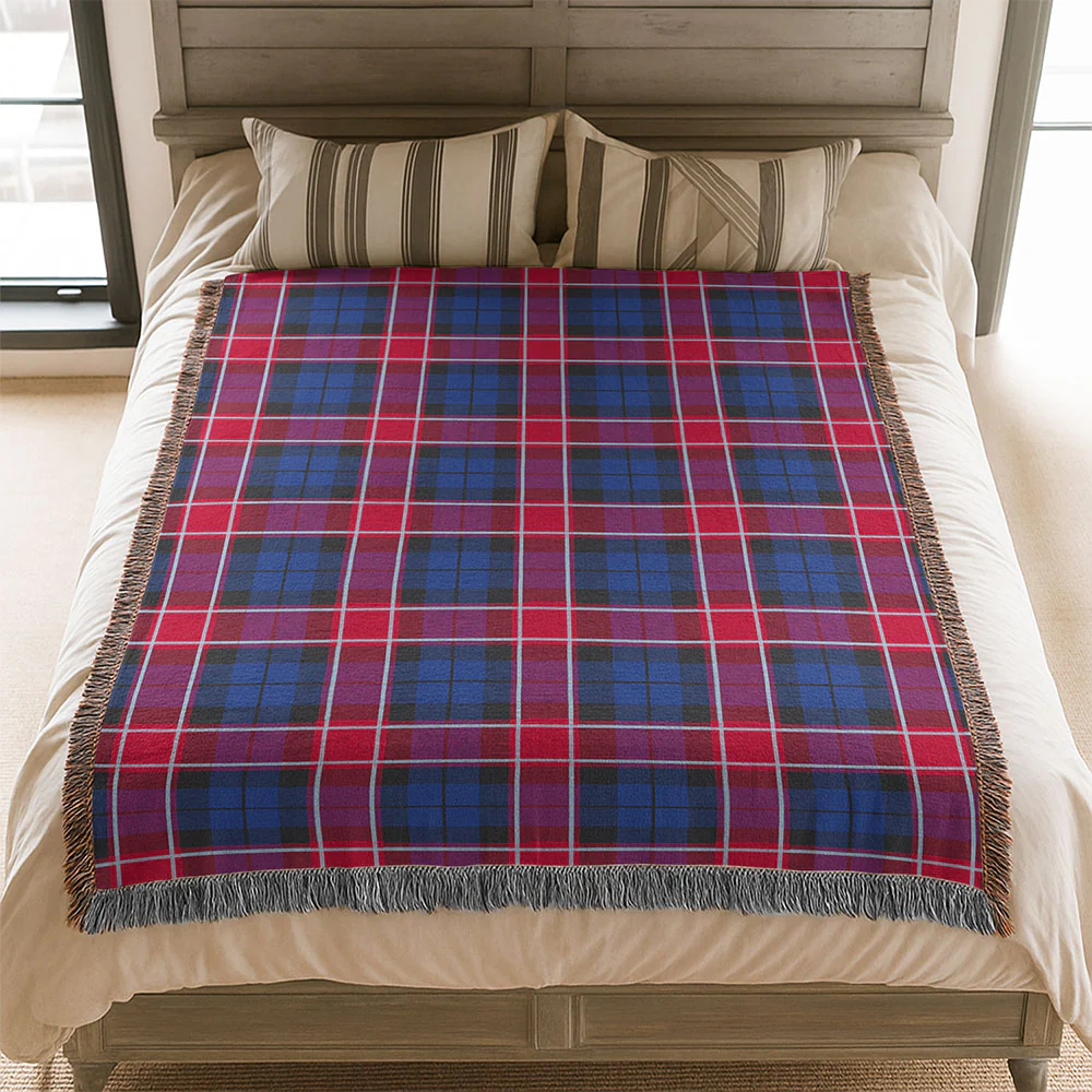 Scottish Graham of Menteith Red Clan Badge Tartan Woven Blanket - Image 3