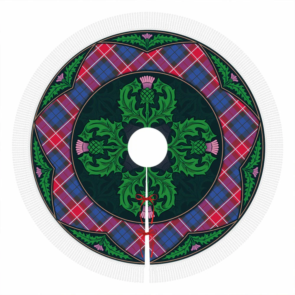 Scottish Graham of Menteith Red Tartan Christmas Tree Skirt Old Scottish Thistle Flower - Image 4