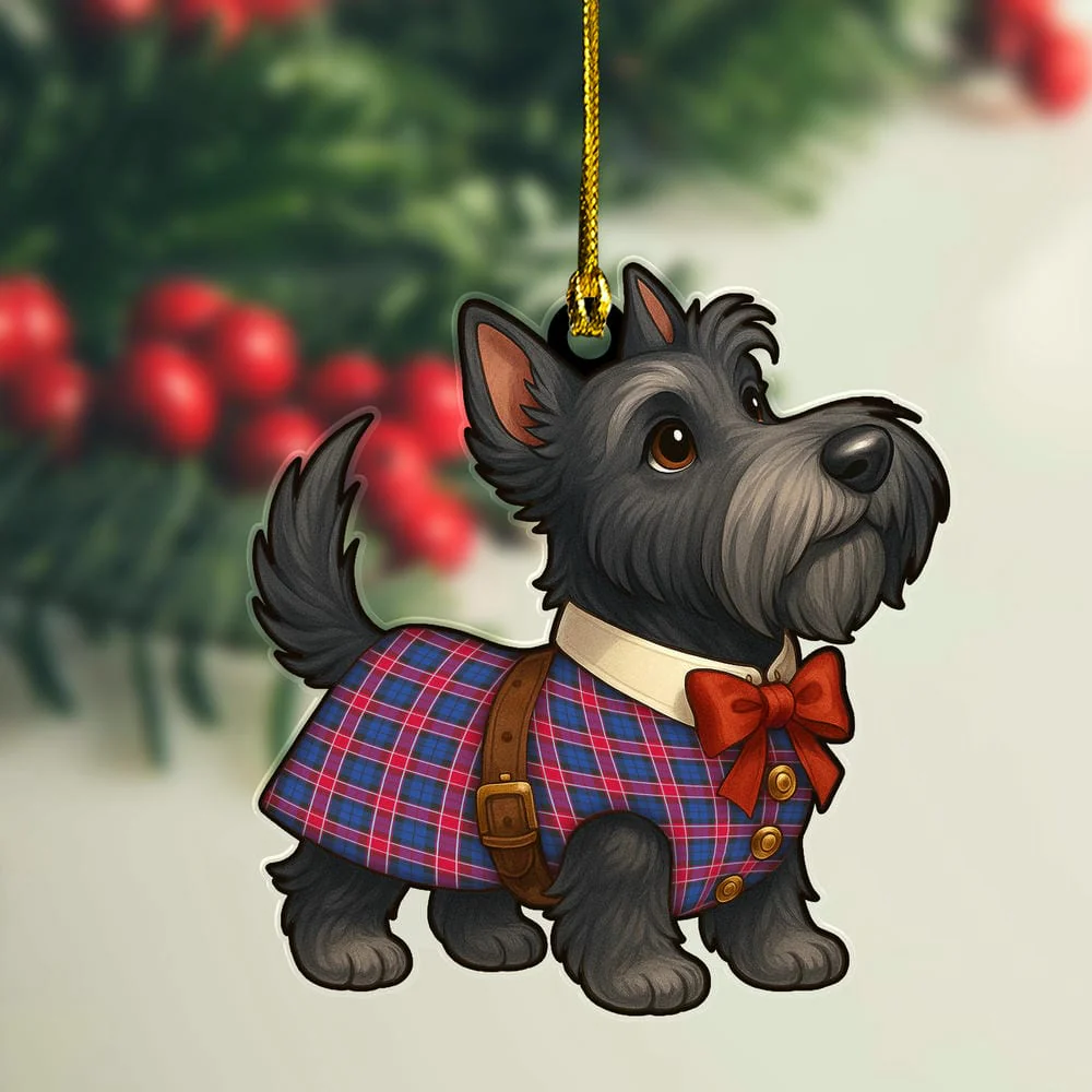 Scottish Graham of Menteith Red Tartan Ornament Scottie Dog