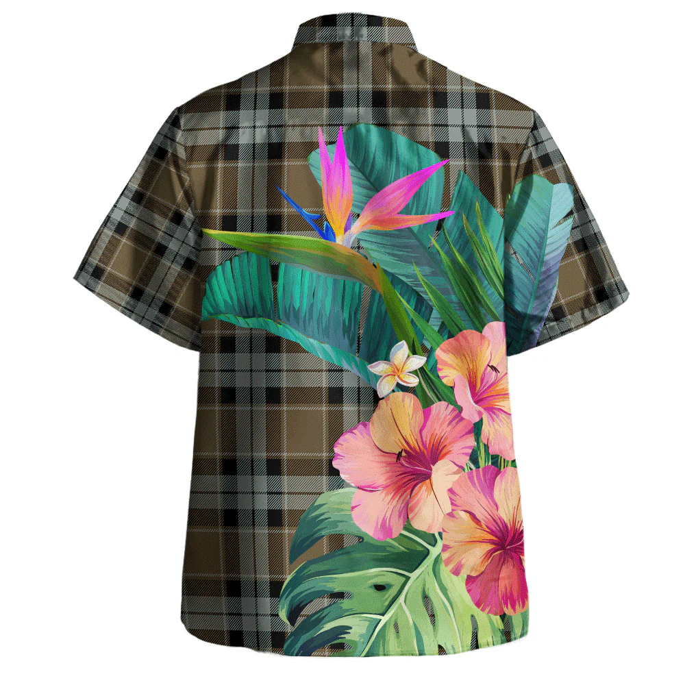 Scottish Graham of Menteith Weathered Clan Badge Tartan Hawaiian Shirt Bouquet Tropical Style - Image 4