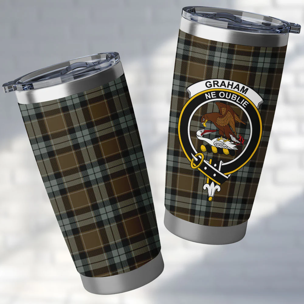 Scottish Graham of Menteith Weathered Clan Badge Tartan Tumbler