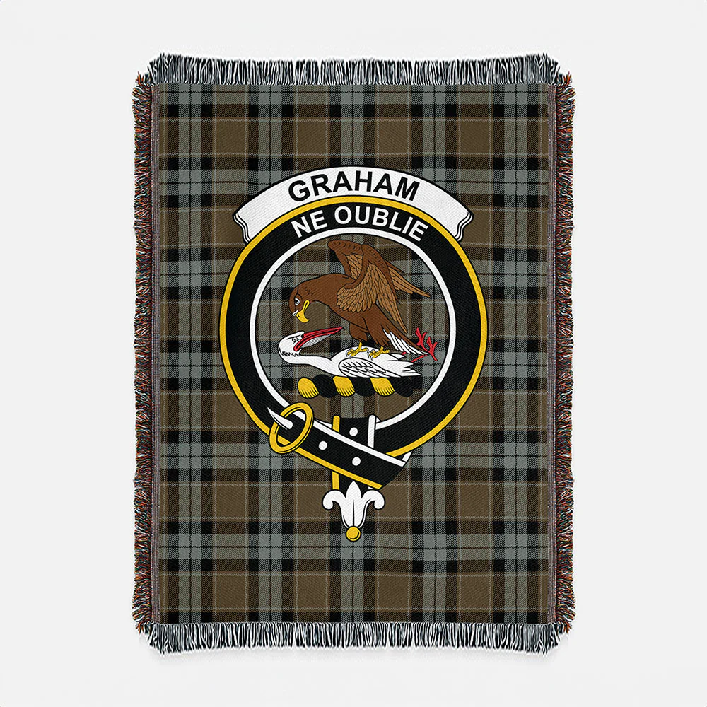 Scottish Graham of Menteith Weathered Clan Badge Tartan Woven Blanket - Image 2
