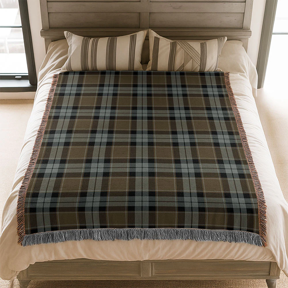 Scottish Graham of Menteith Weathered Clan Badge Tartan Woven Blanket - Image 3