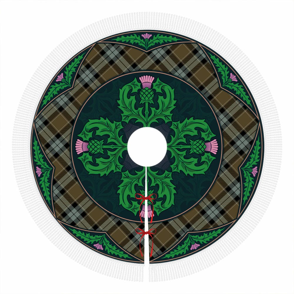 Scottish Graham of Menteith Weathered Tartan Christmas Tree Skirt Old Scottish Thistle Flower - Image 4