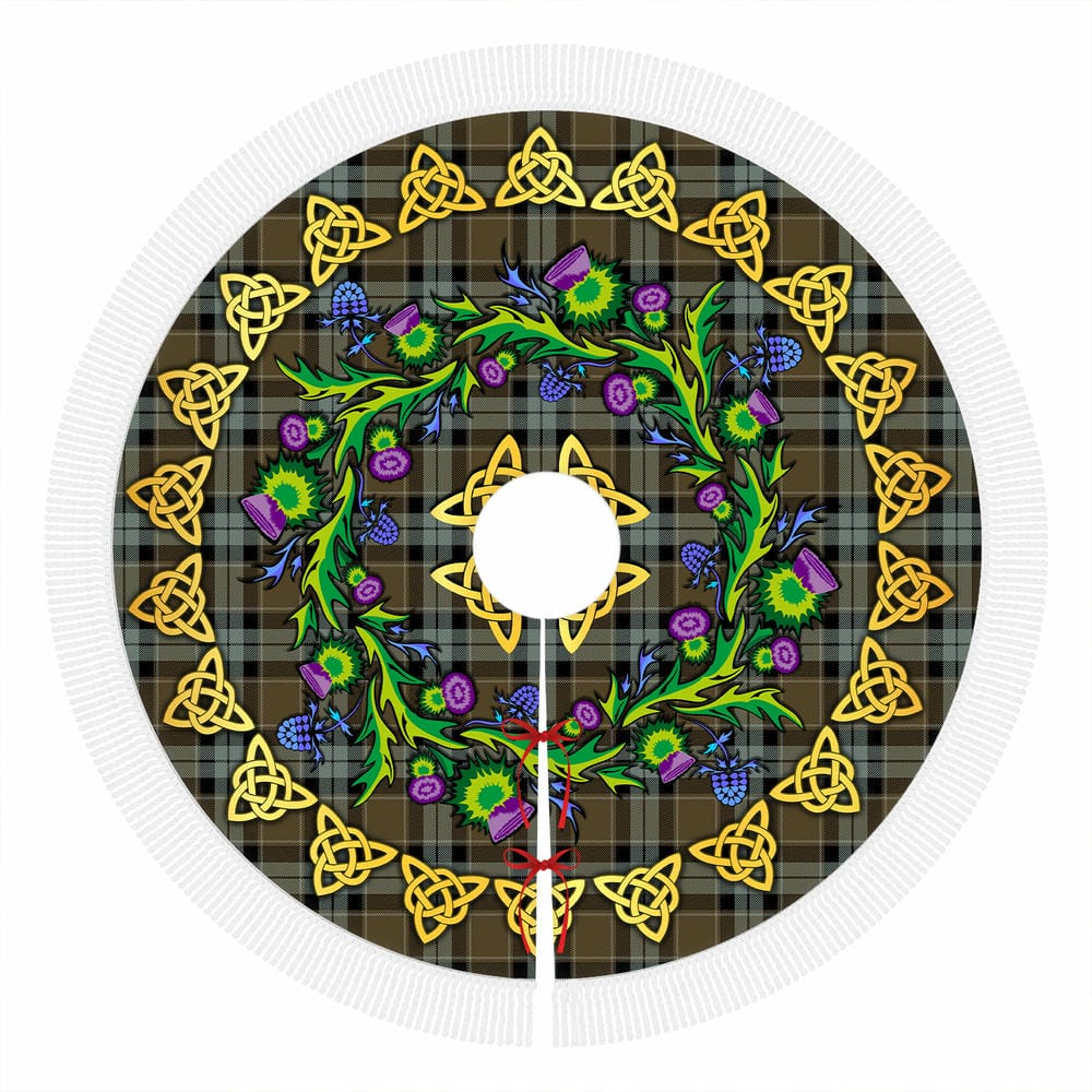 Scottish Graham of Menteith Weathered Tartan Thistle Celtic Knot Christmas Tree Skirt - Image 4