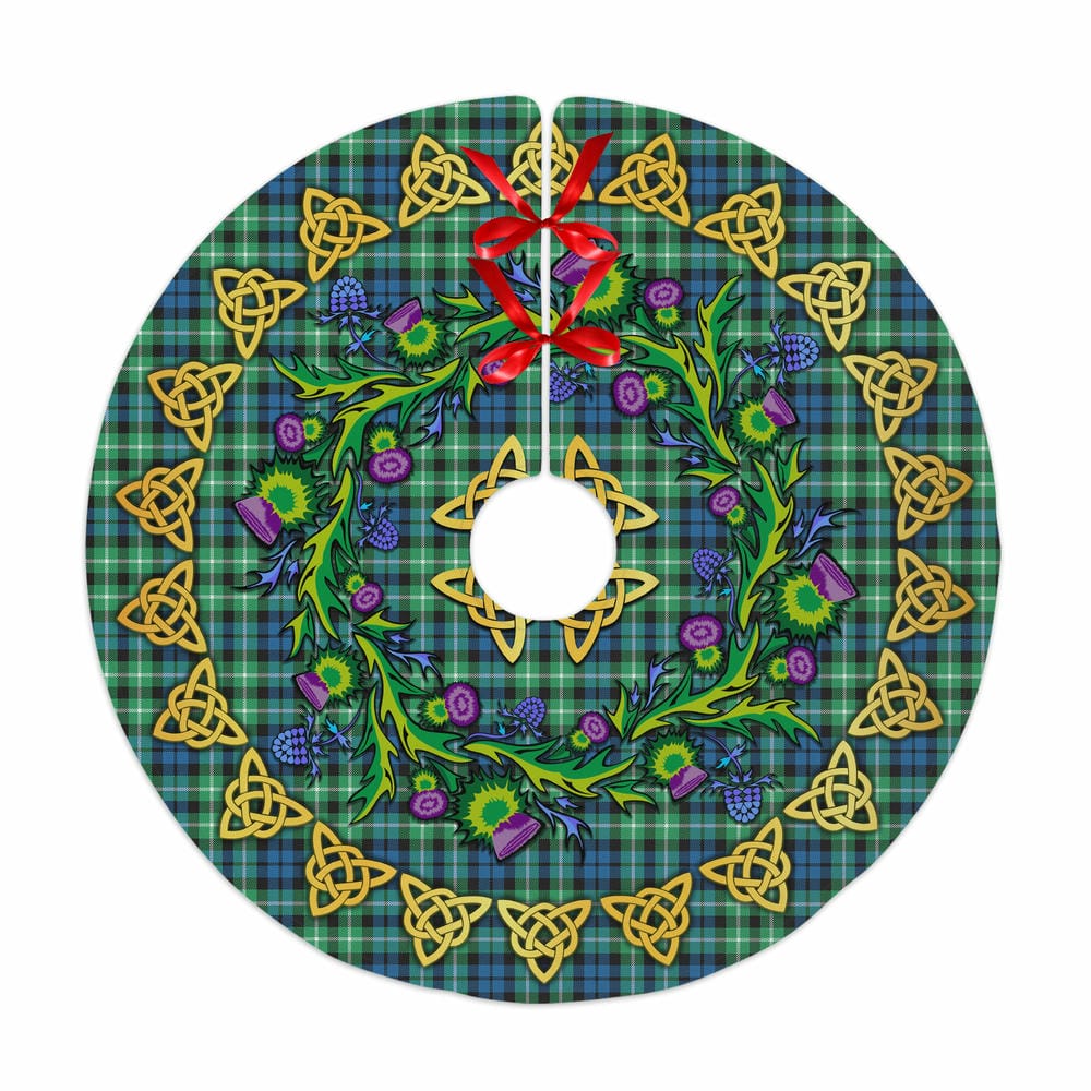 Scottish Graham of Montrose Ancient Tartan Thistle Celtic Knot Christmas Tree Skirt
