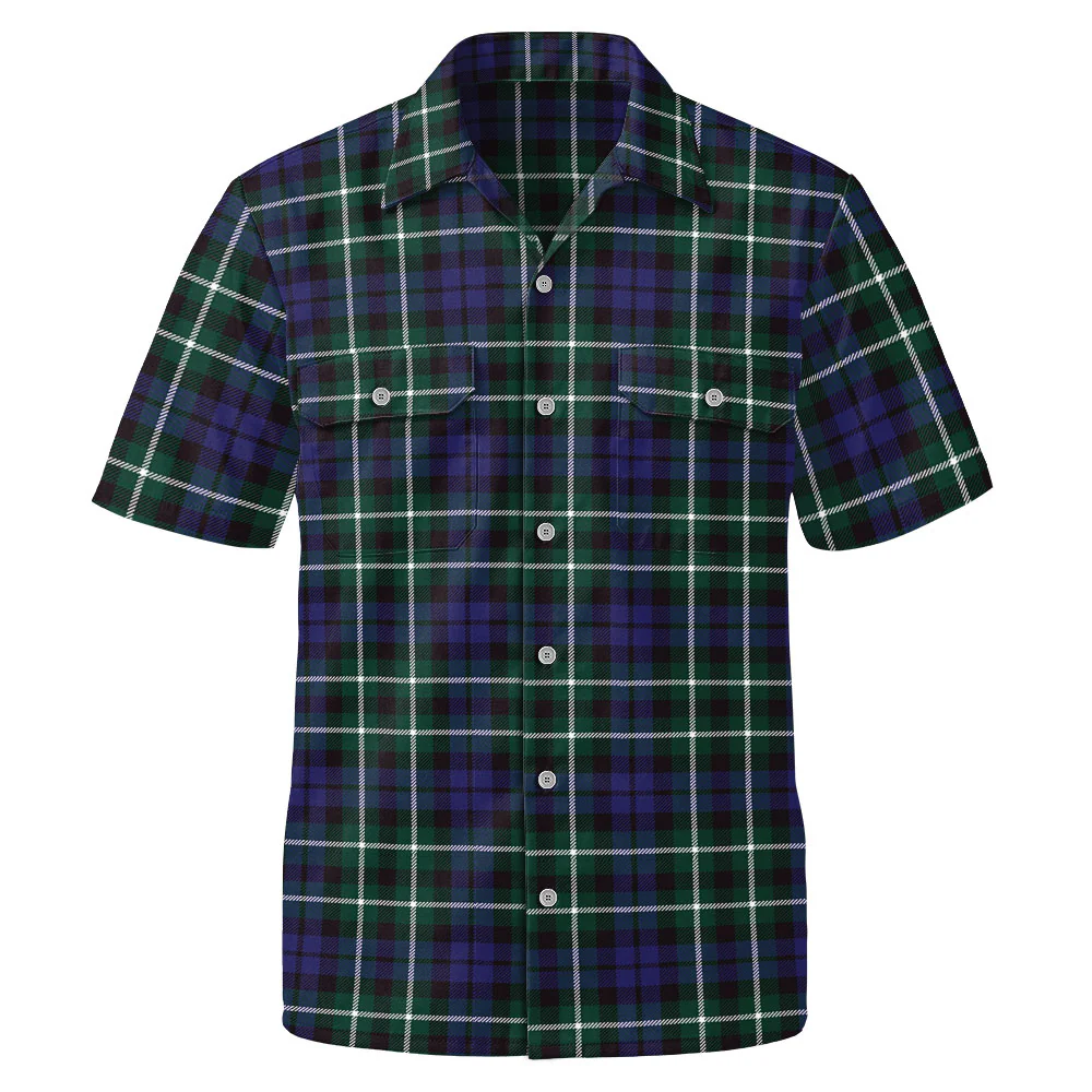 Scottish Graham of Montrose Modern Clan Badge Tartan Short Sleeve Work Shirt