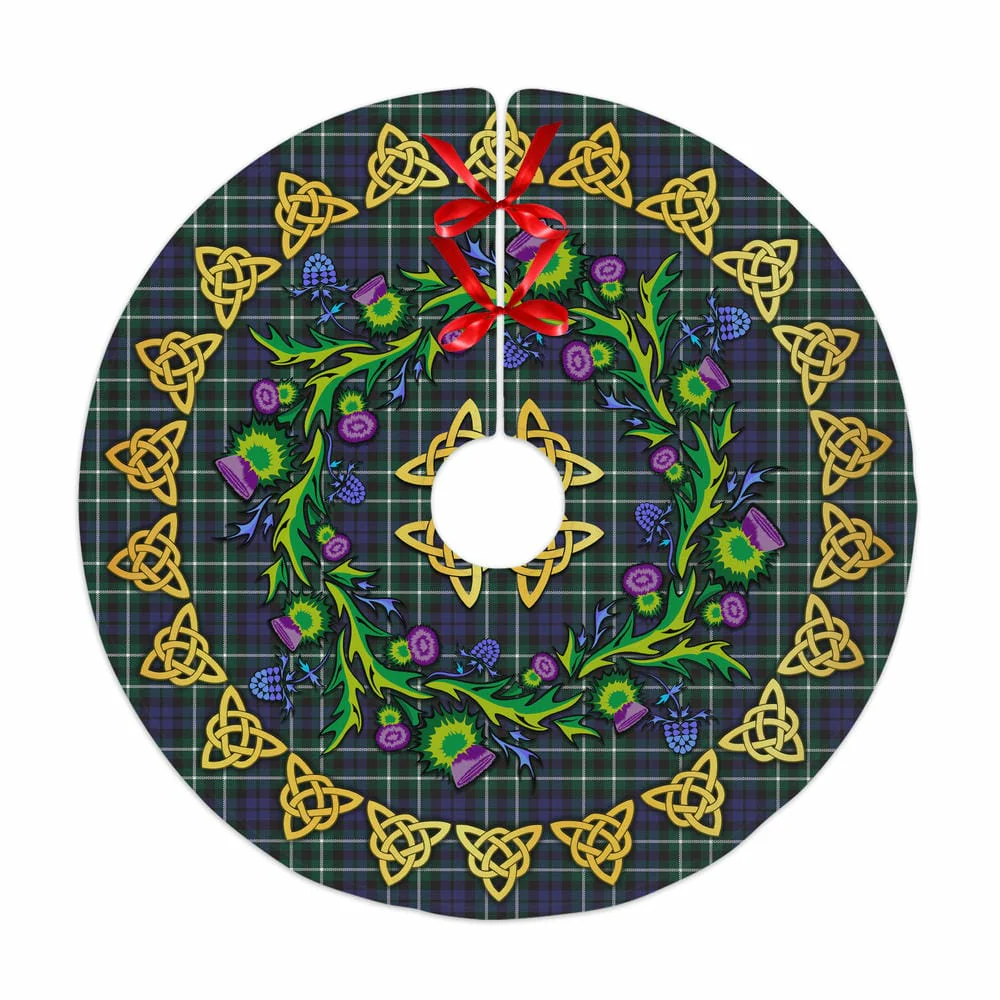 Scottish Graham of Montrose Modern Tartan Thistle Celtic Knot Christmas Tree Skirt