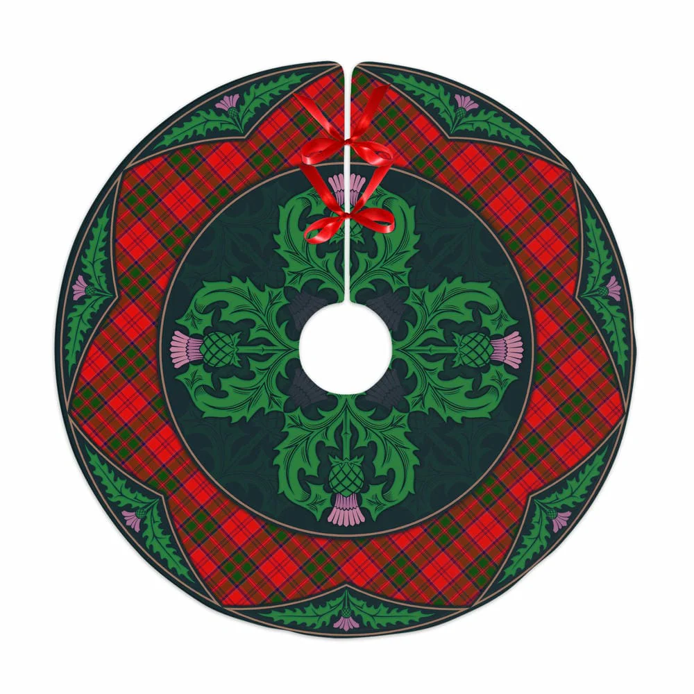 Scottish Grant Modern Tartan Christmas Tree Skirt Old Scottish Thistle Flower