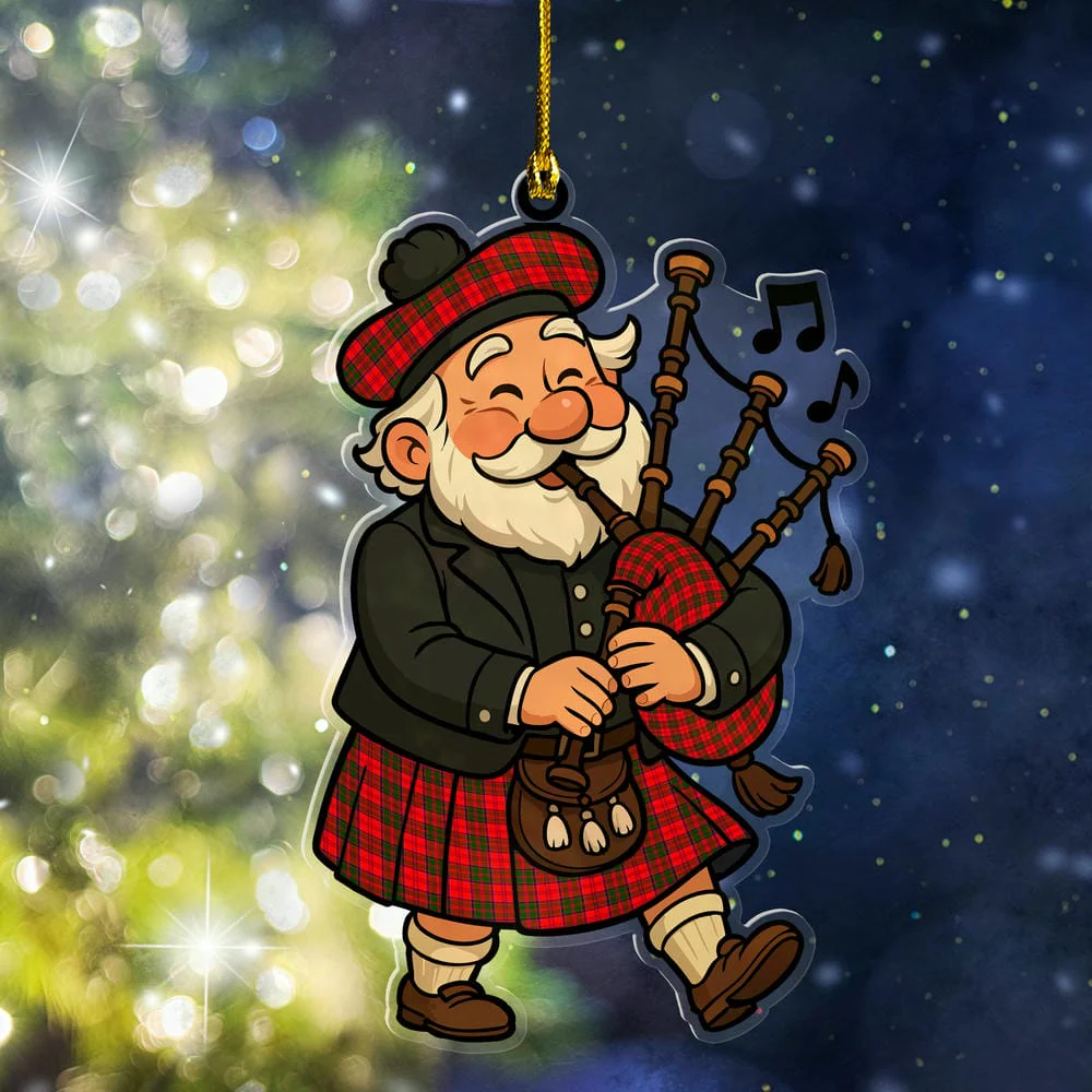 Scottish Grant Modern Tartan Ornament Scottish Santa In Kilt