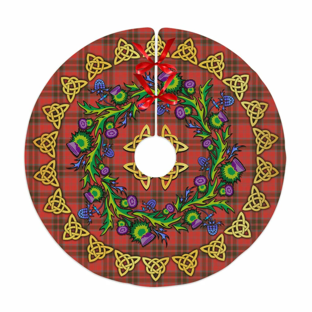 Scottish Grant Weathered Tartan Thistle Celtic Knot Christmas Tree Skirt
