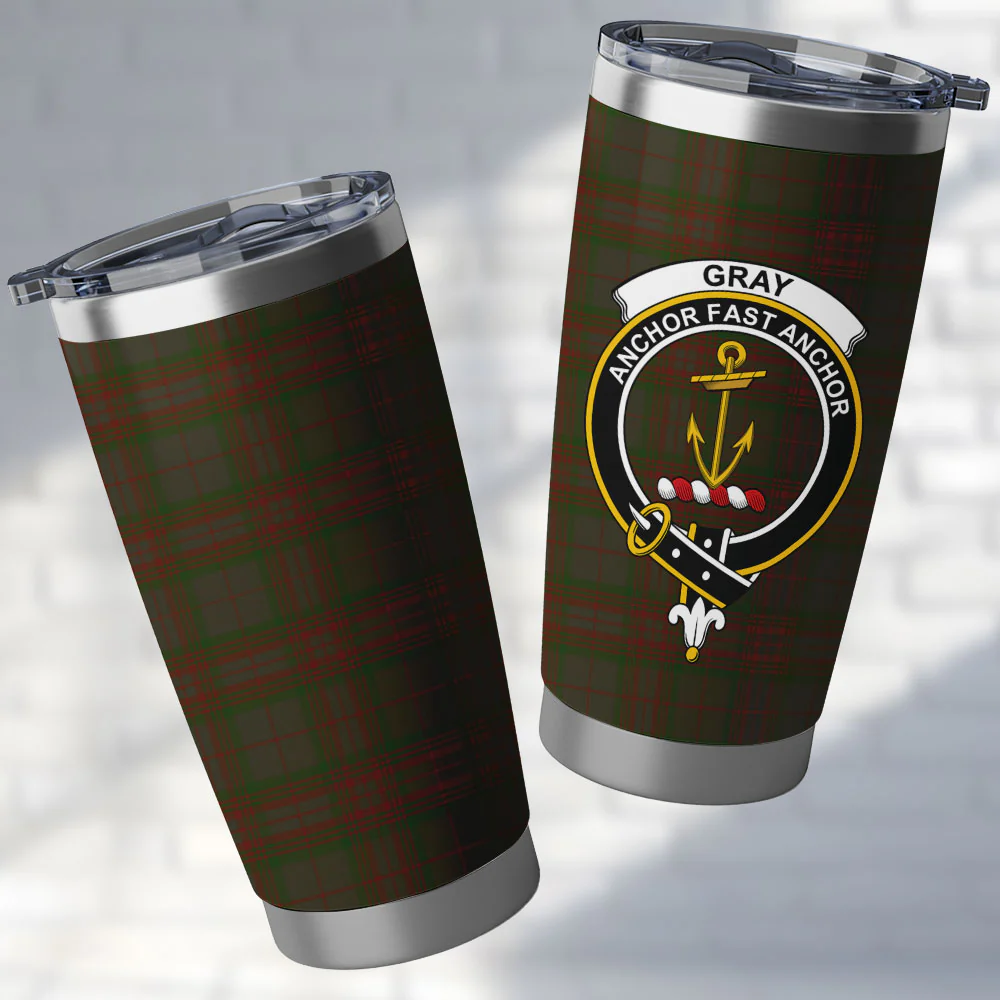 Scottish Gray Clan Badge Tartan Tumbler