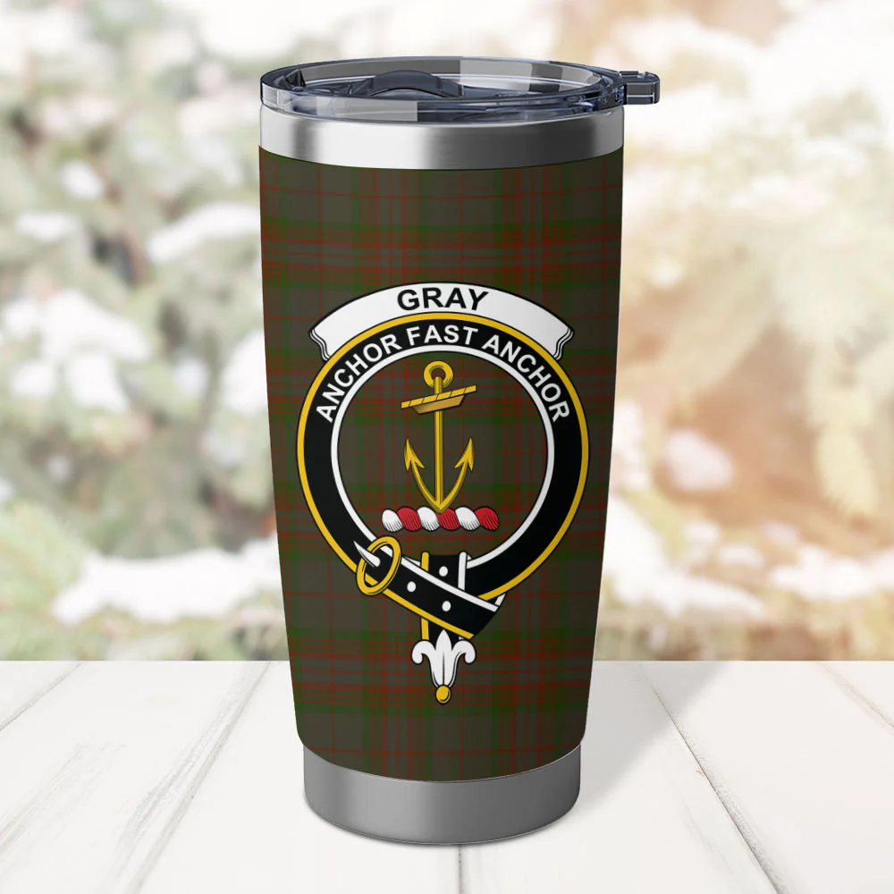 Scottish Gray Clan Badge Tartan Tumbler - Image 2