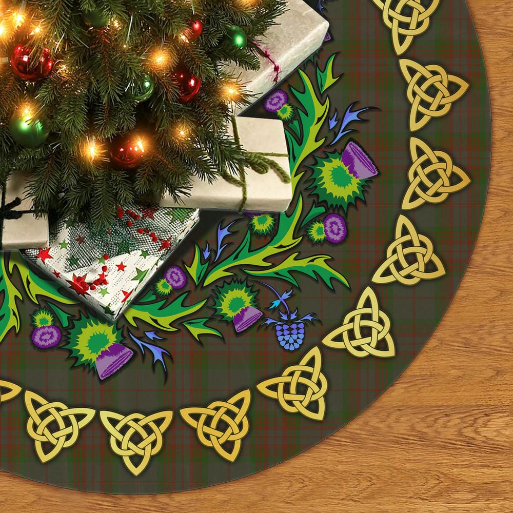 Scottish Gray Tartan Thistle Celtic Knot Christmas Tree Skirt - Image 2