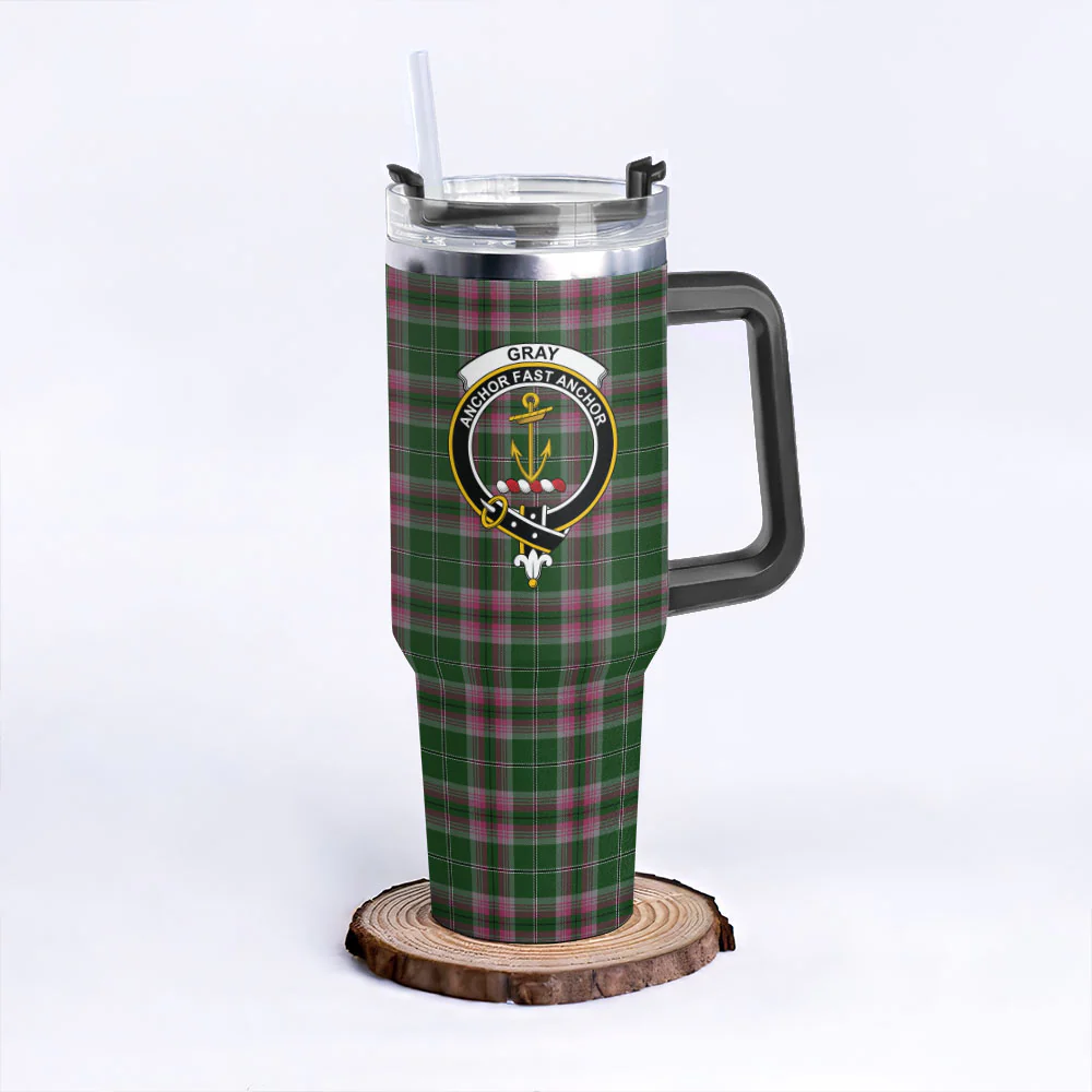 Scottish Gray Hunting Clan Badge Tartan 40oz Tumbler - Image 3