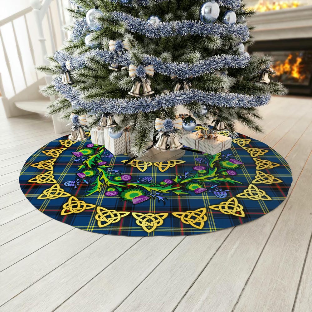 Scottish Grewar Tartan Thistle Celtic Knot Christmas Tree Skirt - Image 3