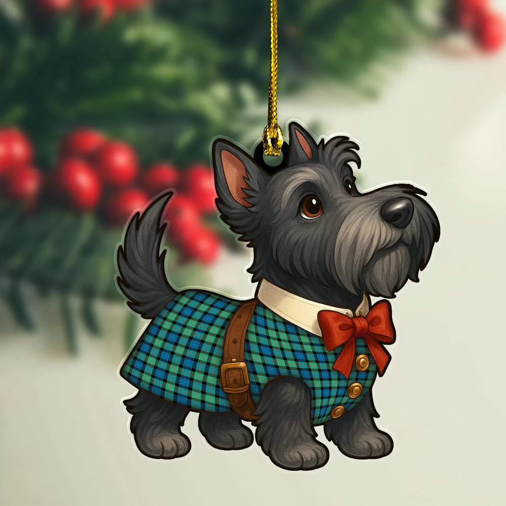 Scottish Gunn Ancient Tartan Ornament Scottie Dog