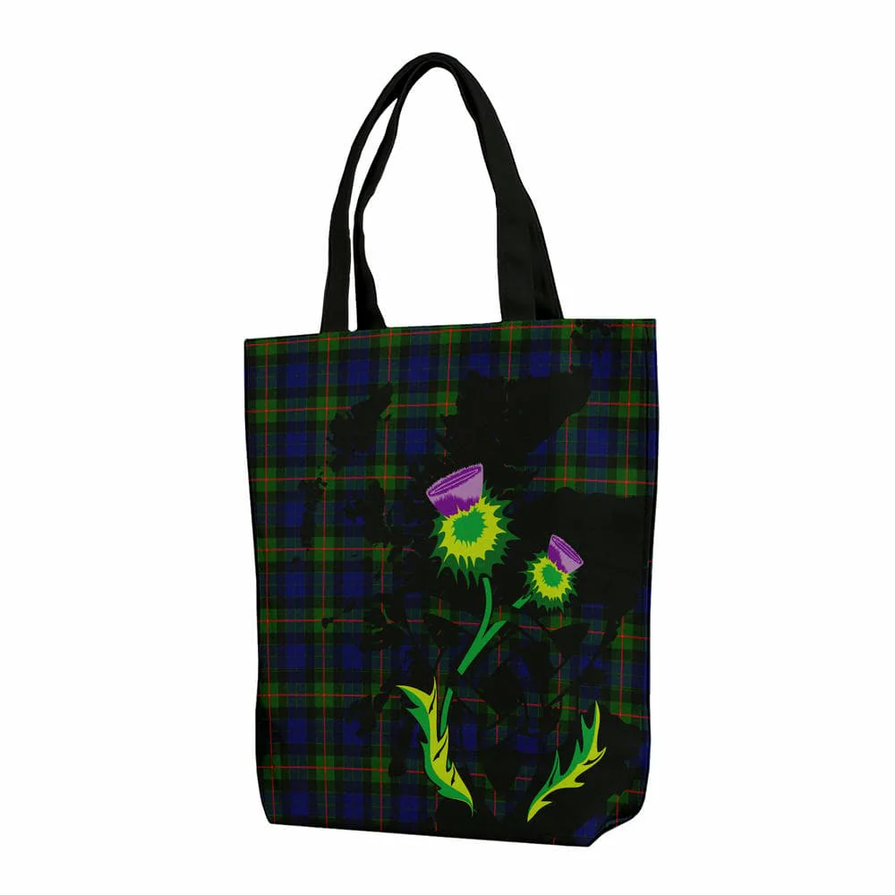 Scottish Gunn Modern Tartan Canvas Bag With Shoulder Strap With Thistle