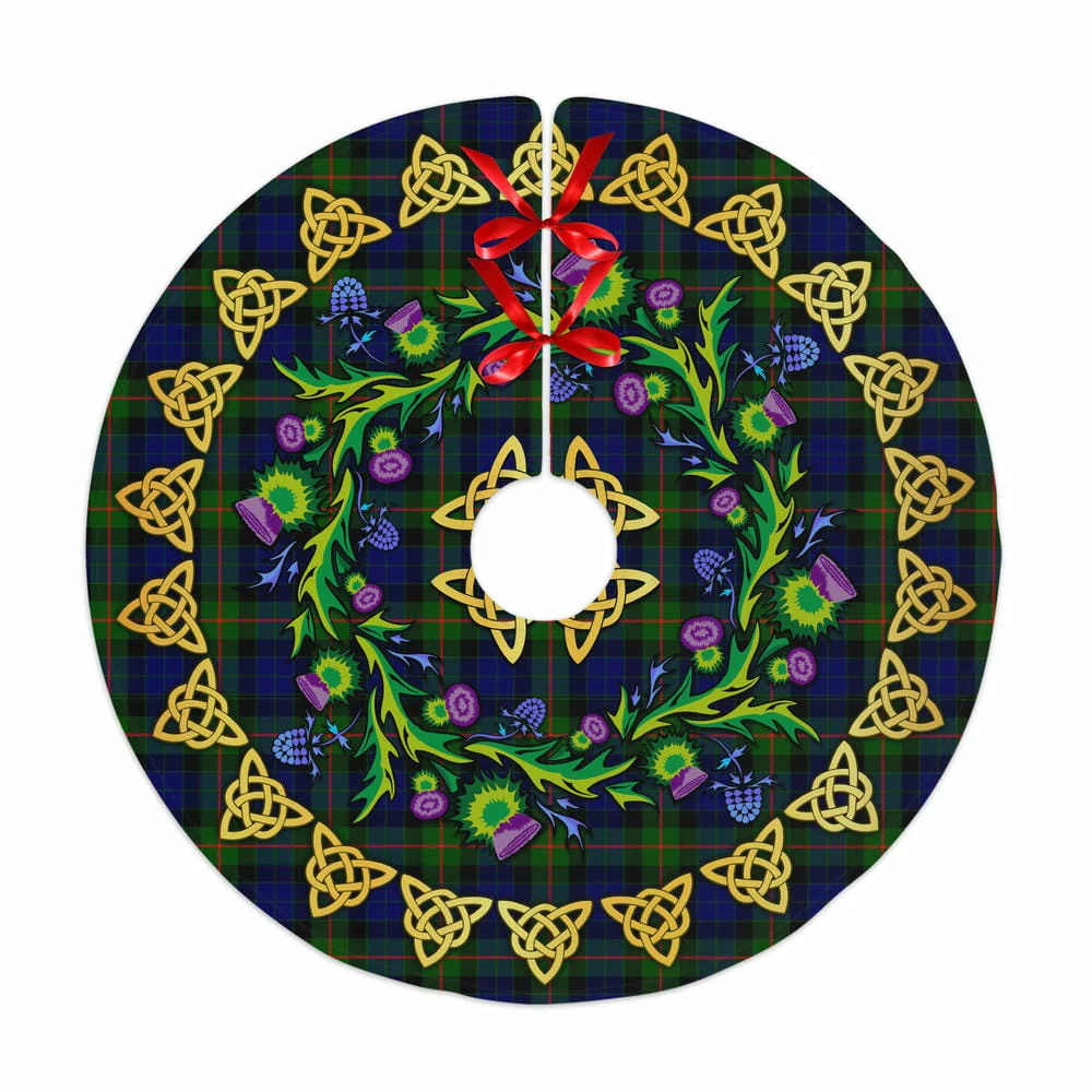 Scottish Gunn Modern Tartan Thistle Celtic Knot Christmas Tree Skirt