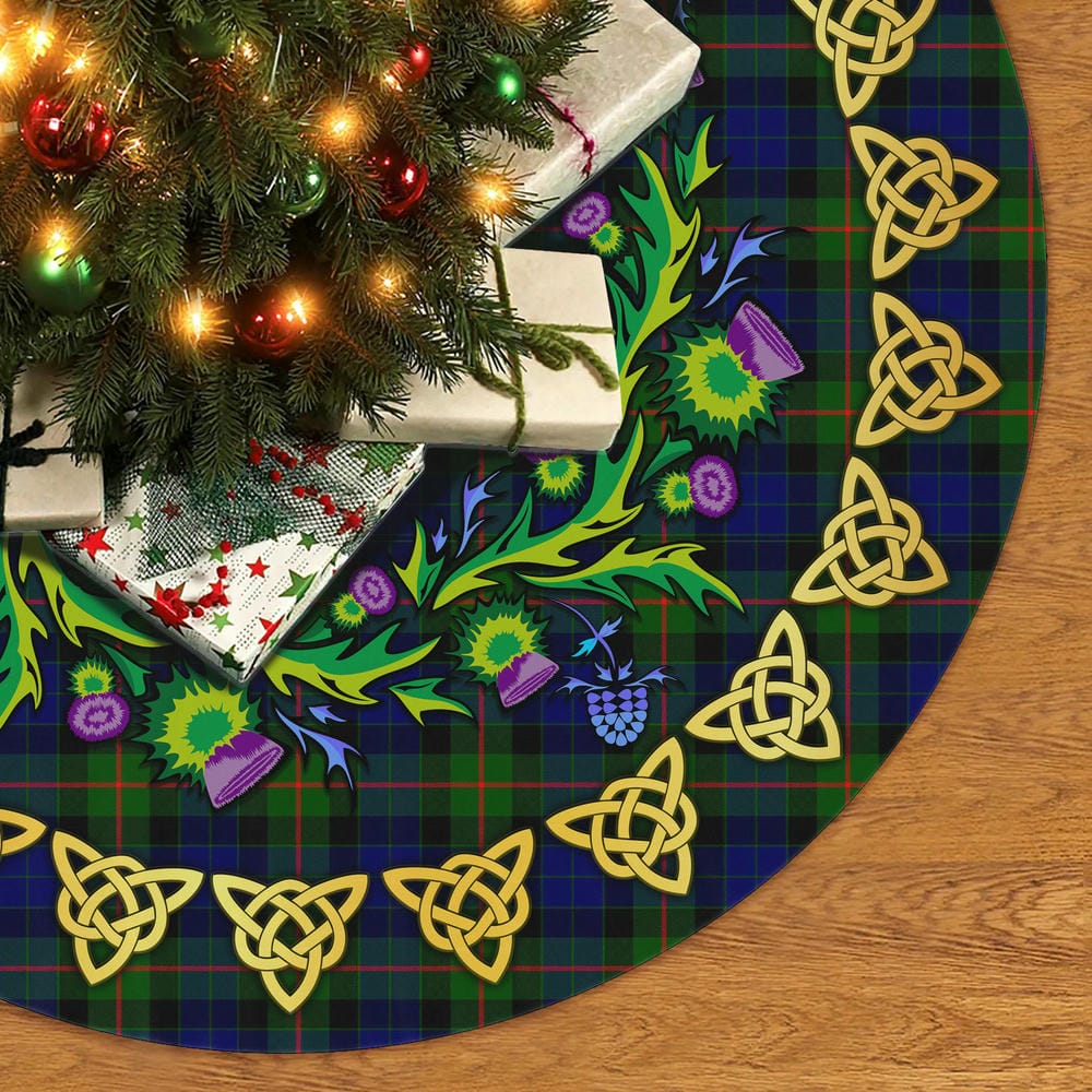 Scottish Gunn Modern Tartan Thistle Celtic Knot Christmas Tree Skirt - Image 2