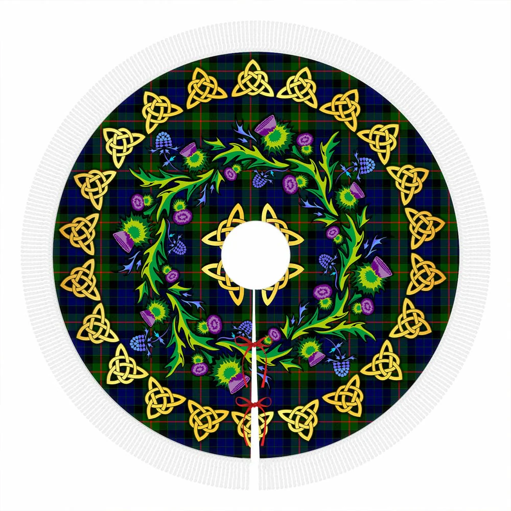 Scottish Gunn Modern Tartan Thistle Celtic Knot Christmas Tree Skirt - Image 4