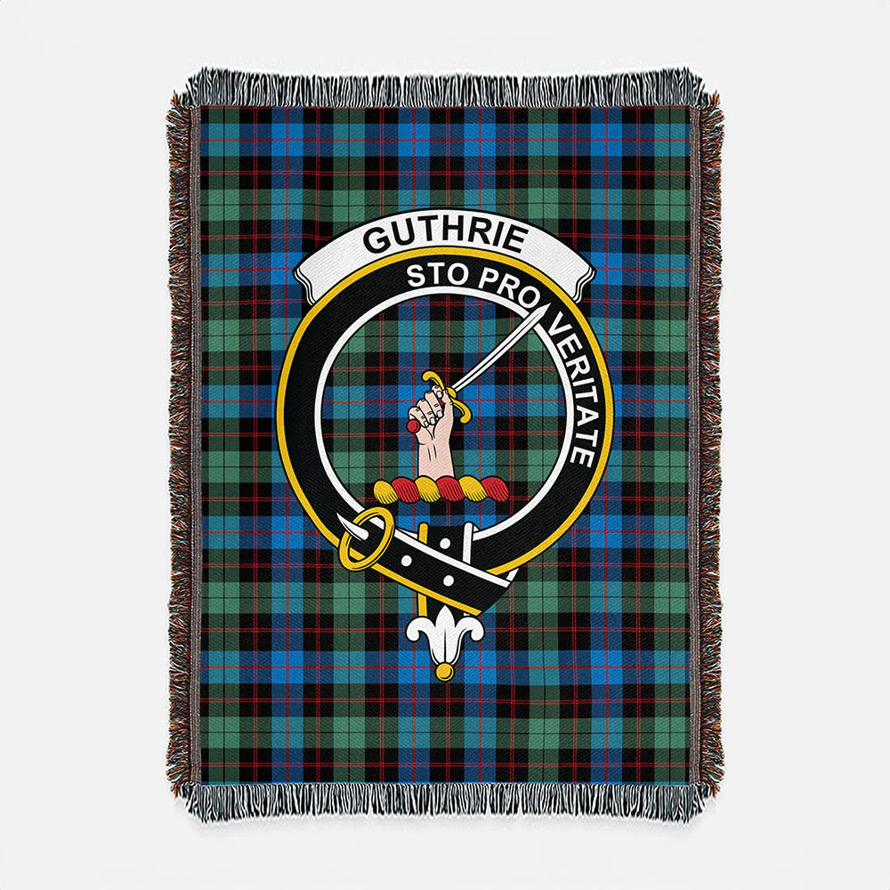 Scottish Guthrie Ancient Clan Badge Tartan Woven Blanket - Image 2