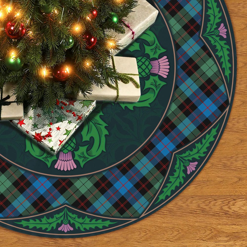 Scottish Guthrie Ancient Tartan Christmas Tree Skirt Old Scottish Thistle Flower - Image 2