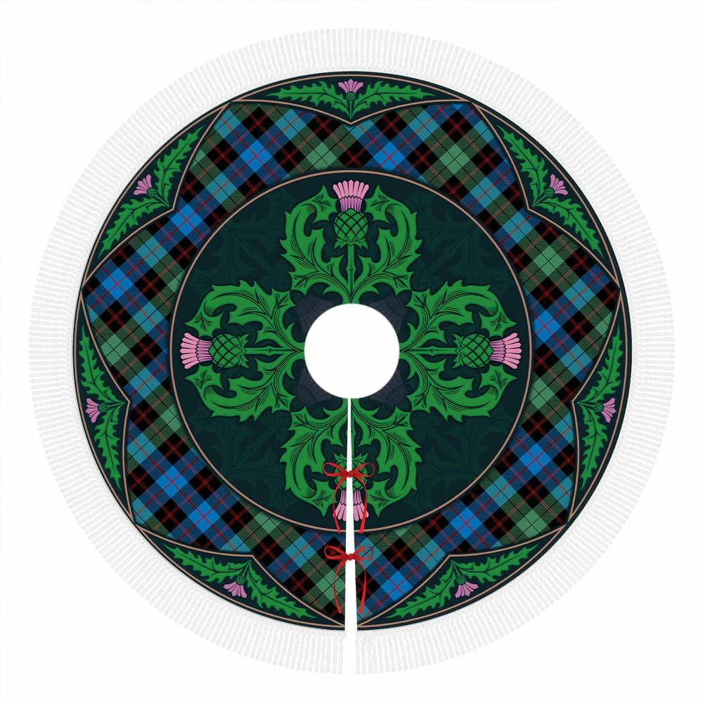 Scottish Guthrie Ancient Tartan Christmas Tree Skirt Old Scottish Thistle Flower - Image 4