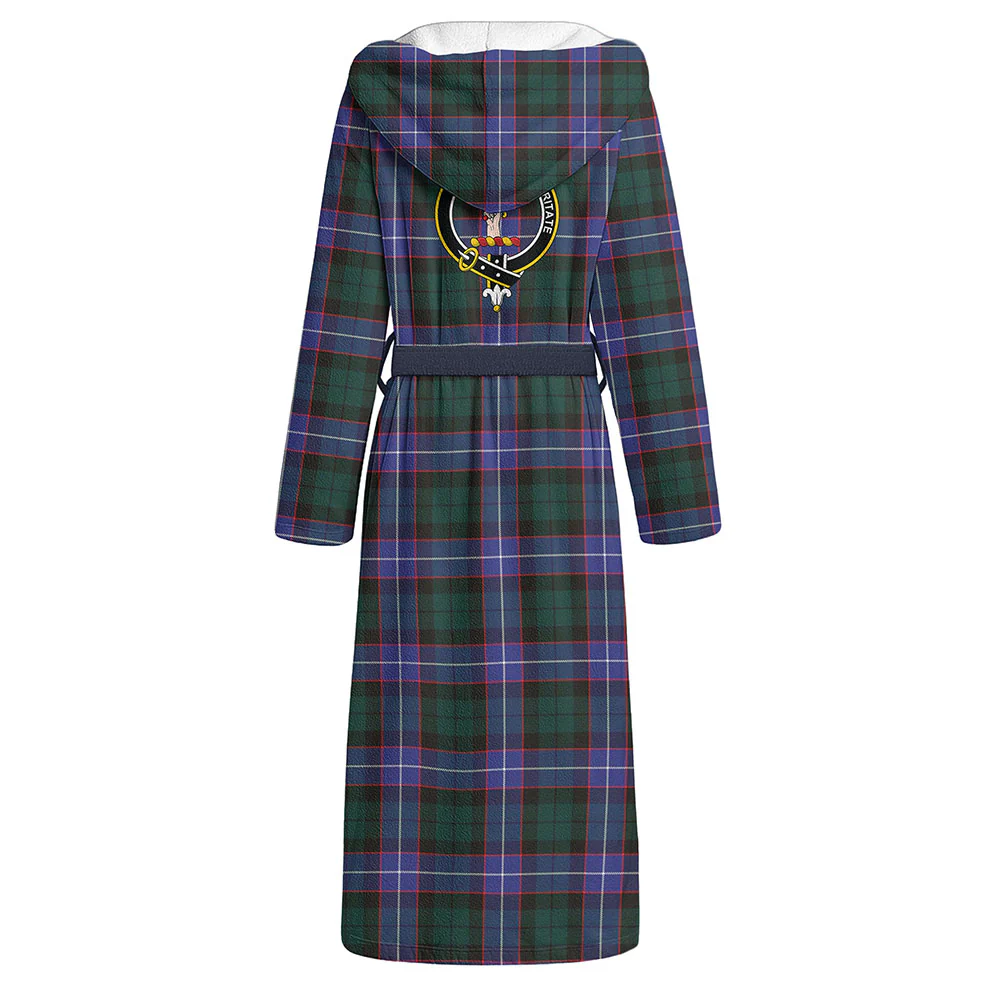 Scottish Guthrie Modern Clan Badge Tartan Flannel Hooded Bathrobe - Image 3