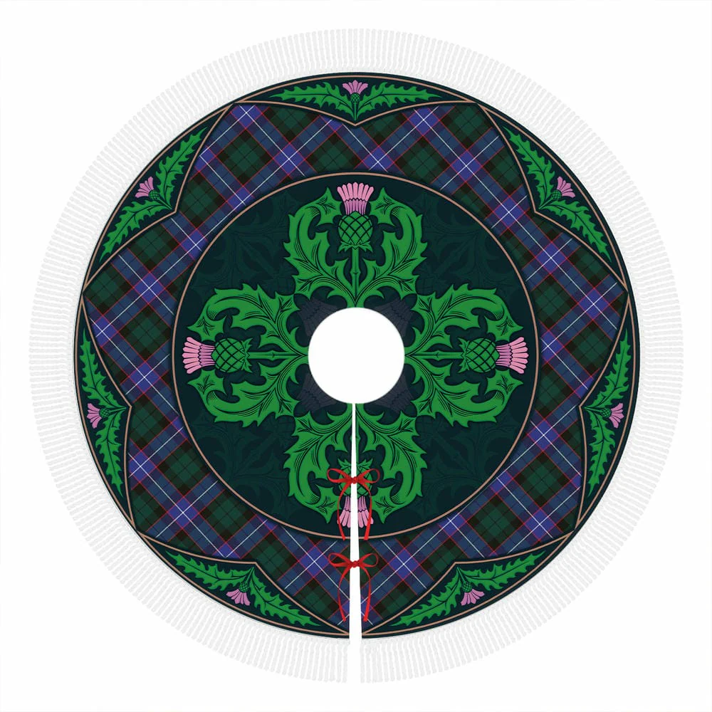Scottish Guthrie Modern Tartan Christmas Tree Skirt Old Scottish Thistle Flower - Image 4