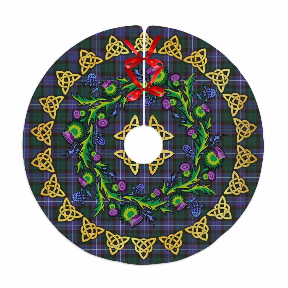 Scottish Guthrie Modern Tartan Thistle Celtic Knot Christmas Tree Skirt