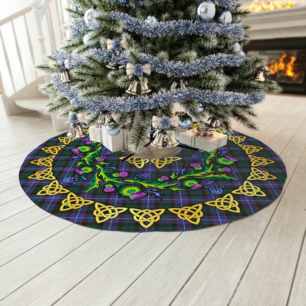Scottish Guthrie Modern Tartan Thistle Celtic Knot Christmas Tree Skirt - Image 3